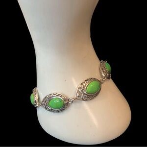 Elegant Silver and Green Bracelet